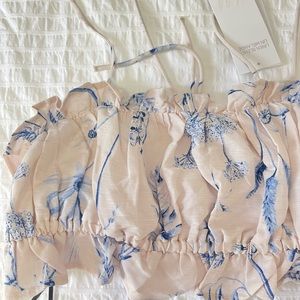 Linen blend crop top